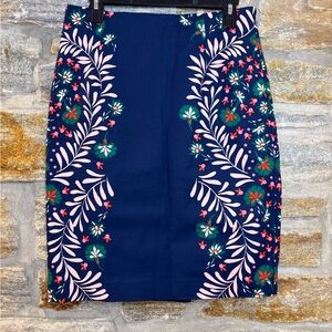 Boden Richmond Heron navy blue floral pencil skirt size 8P petite